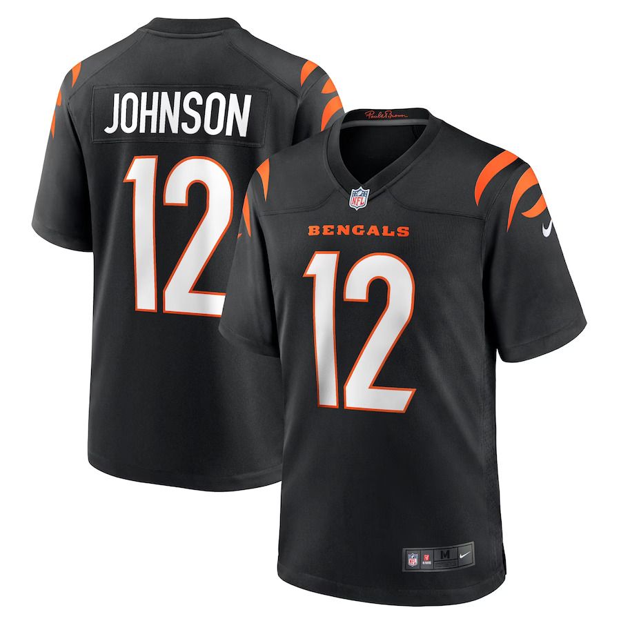 Men Cincinnati Bengals 12 Tyron Johnson Nike Black Home Game Player NFL Jersey